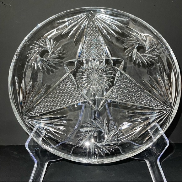 Vintage ABP American Brillant Period Cut Glass Pinwheel Design Platter Cake Dish - Picture 6 of 7